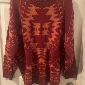 Wonderly Burnt Orange and Tangerine Patterned Sweater